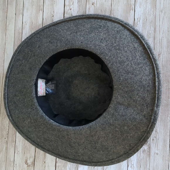 Free People Wool Wide Brim Fedora Hat Black Trim OS - Picture 9 of 14